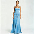 Sky Blue Elegant Sleeveless Flared Dress