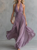 Lavendar Womens V-Neck Sleeveless Dress