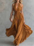 Bronze Womens V-Neck Sleeveless Dress