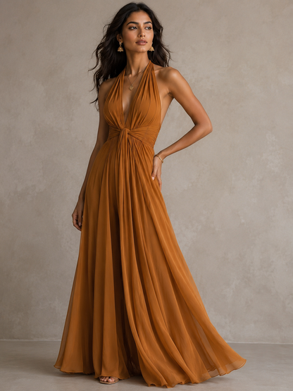 Bronze Womens V-Neck Sleeveless Dress