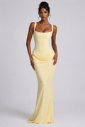Yellow Corset-style column gown
