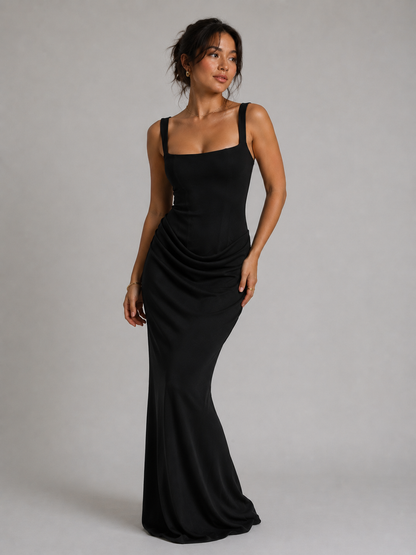 Black Corset-style column gown