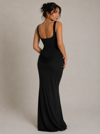 Black Corset-style column gown