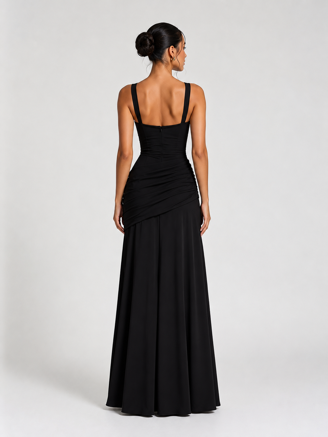 Black Elegant Sleeveless Flared Dress
