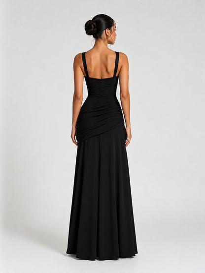 Black Elegant Sleeveless Flared Dress