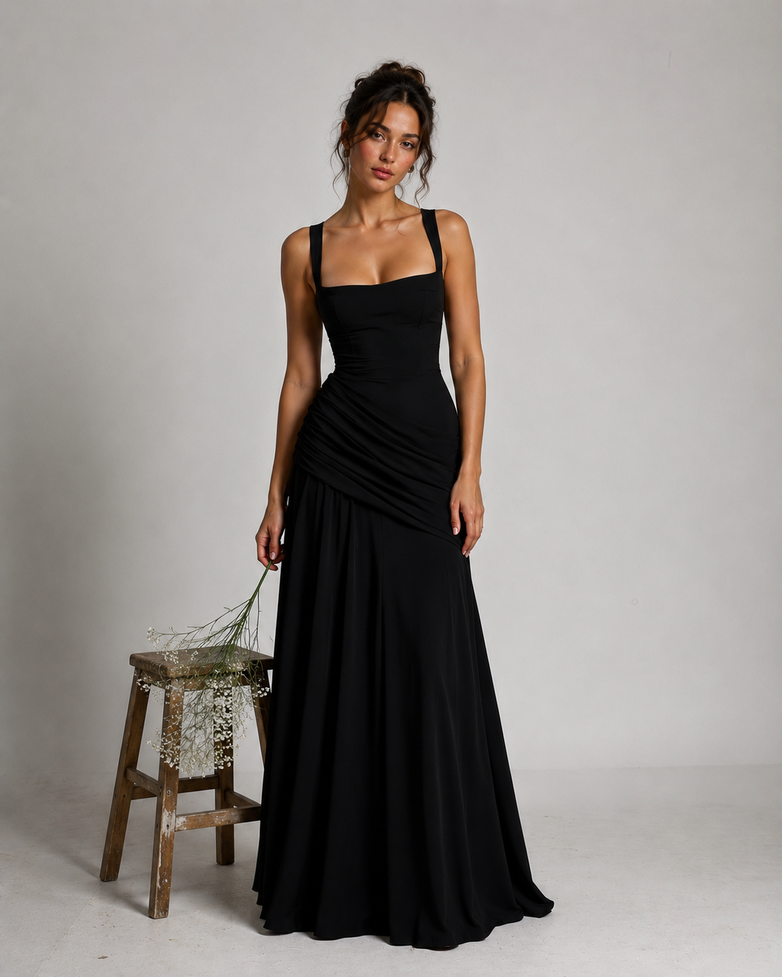 Black Elegant Sleeveless Flared Dress