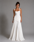 White Elegant Sleeveless Flared Dress
