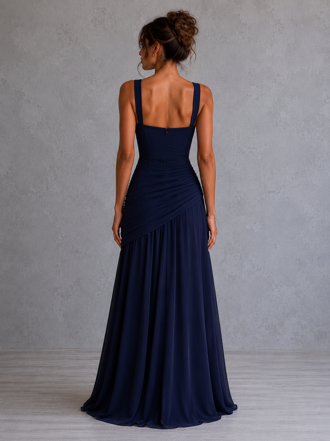 Dark Blue Elegant Sleeveless Flared Dress