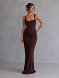Wine Red Corset-style column gown